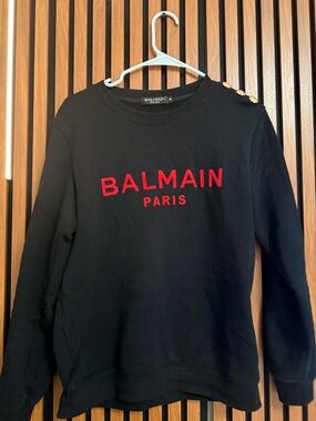 Balmain Black Sweatshirt with Red Paris Logo